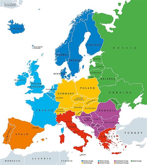 Map of Europe and Russia